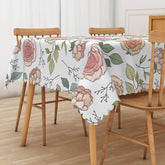 Lofaris Vibrant Floral Tablecloth with Colorful Flowers and Green Leaves for Summer Party Outdoor Dining